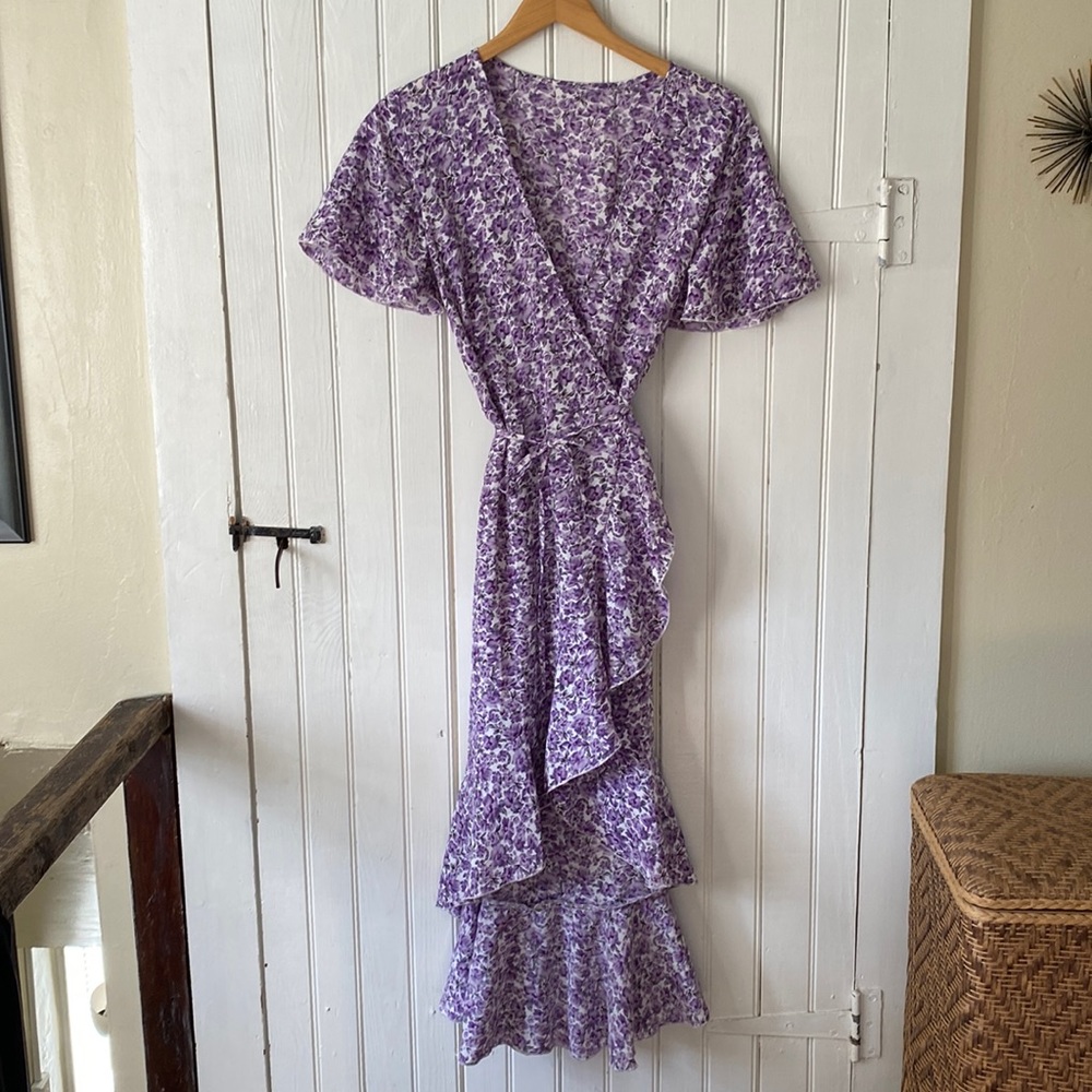 Floral print wrap dress